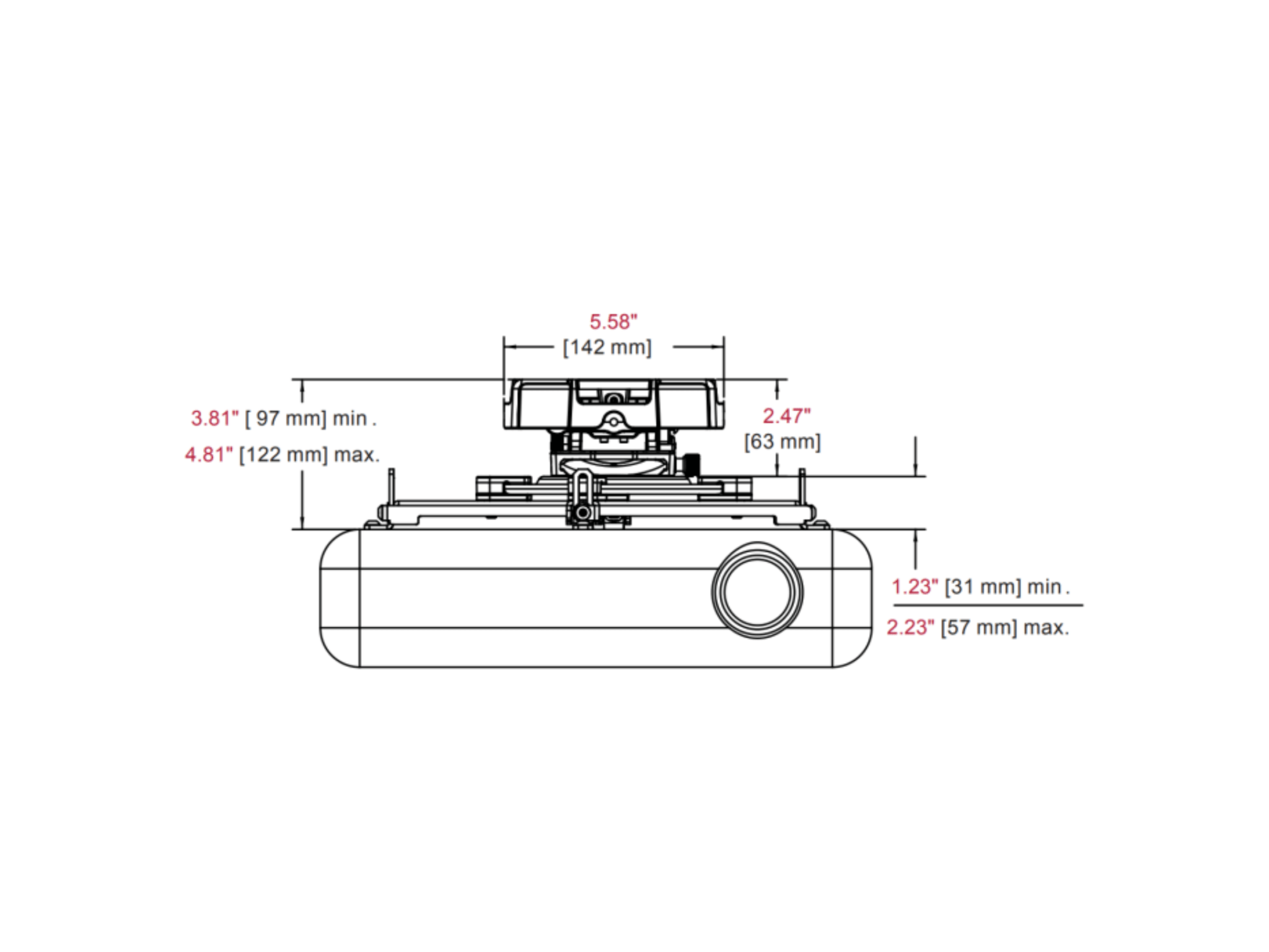 Projector Drop - Mount Kit by Carl's Place for Home and Indoor Golf Simulators