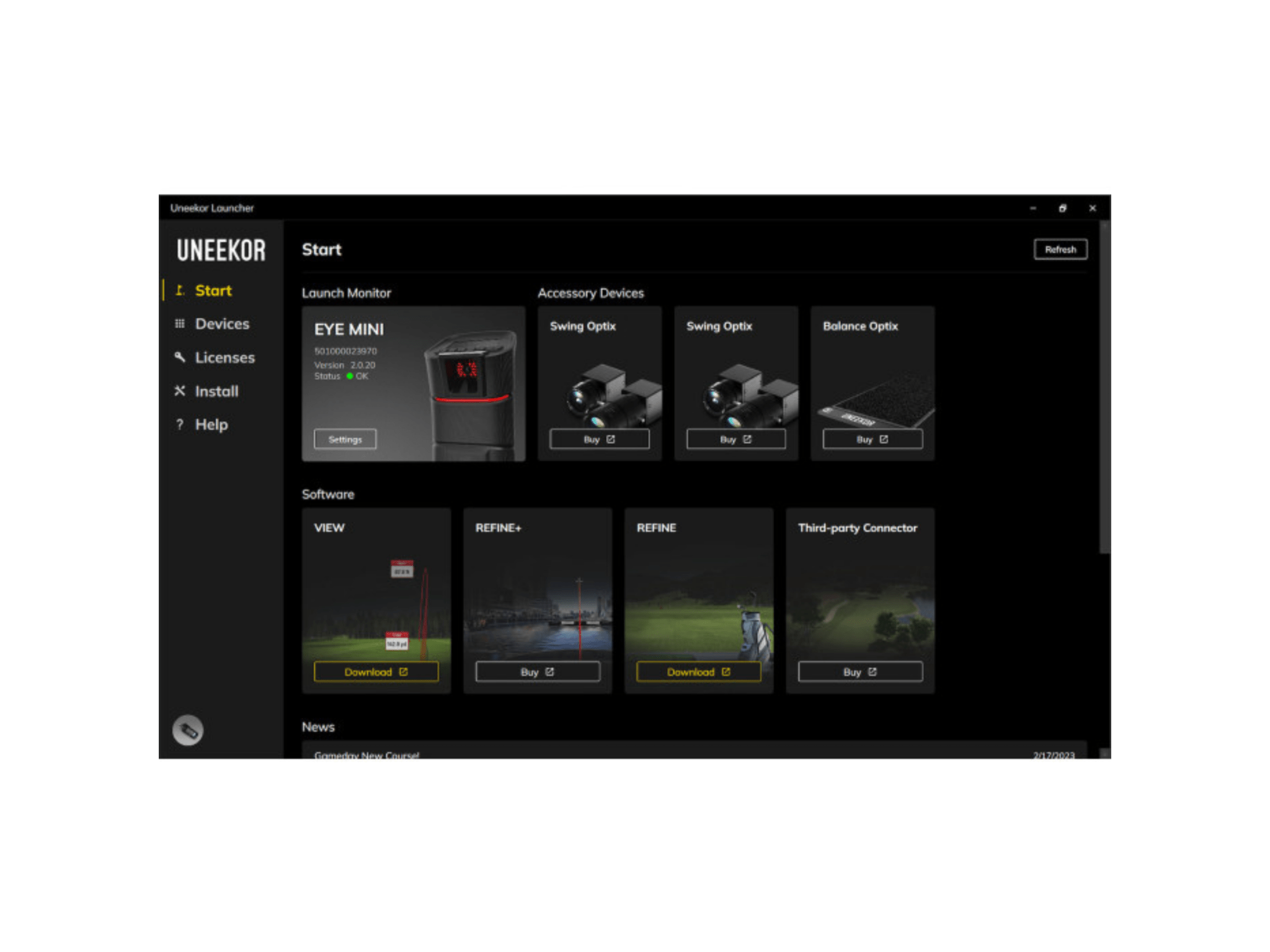 EYE MINI Lite Launch Monitor by Uneekor for Home and Indoor Golf Simulators