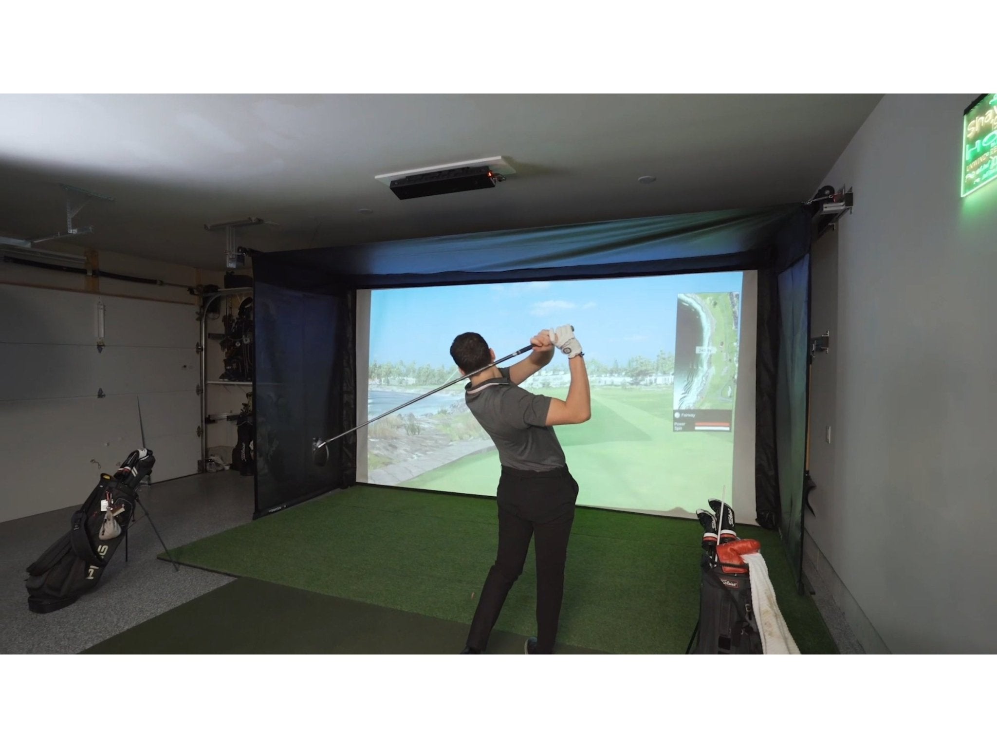 Vanish Retractable Golf Simulator Enclosure by SportScreen for Home and Indoor Golf Simulators