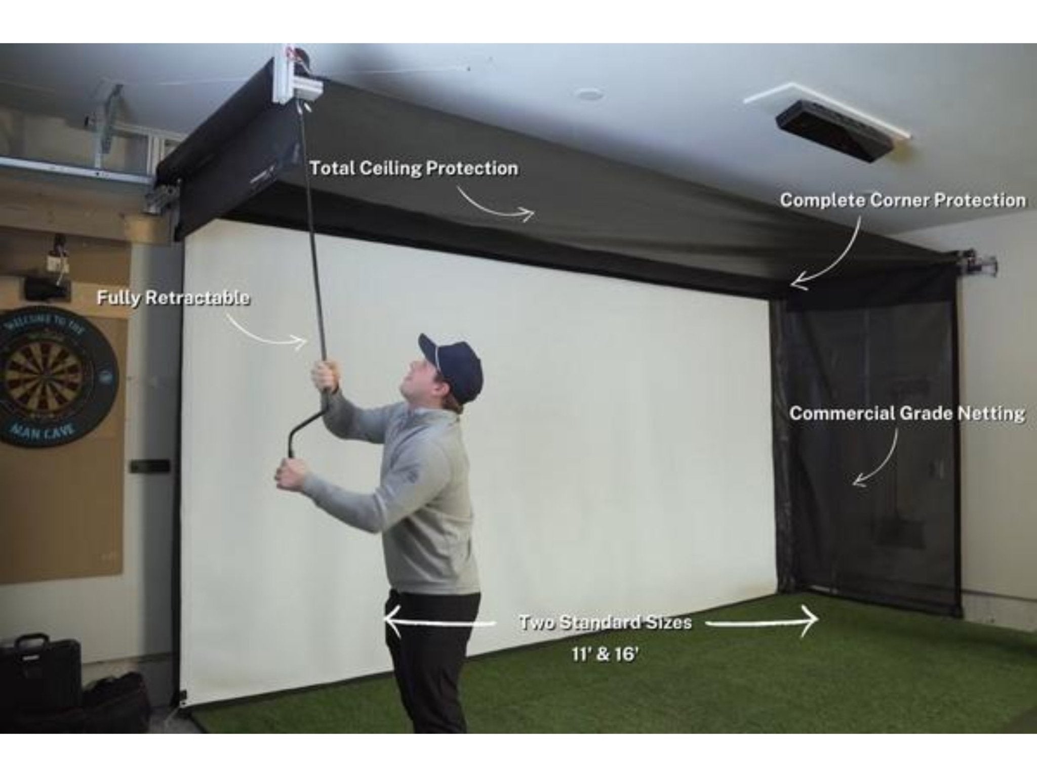Vanish Retractable Golf Simulator Enclosure by SportScreen for Home and Indoor Golf Simulators