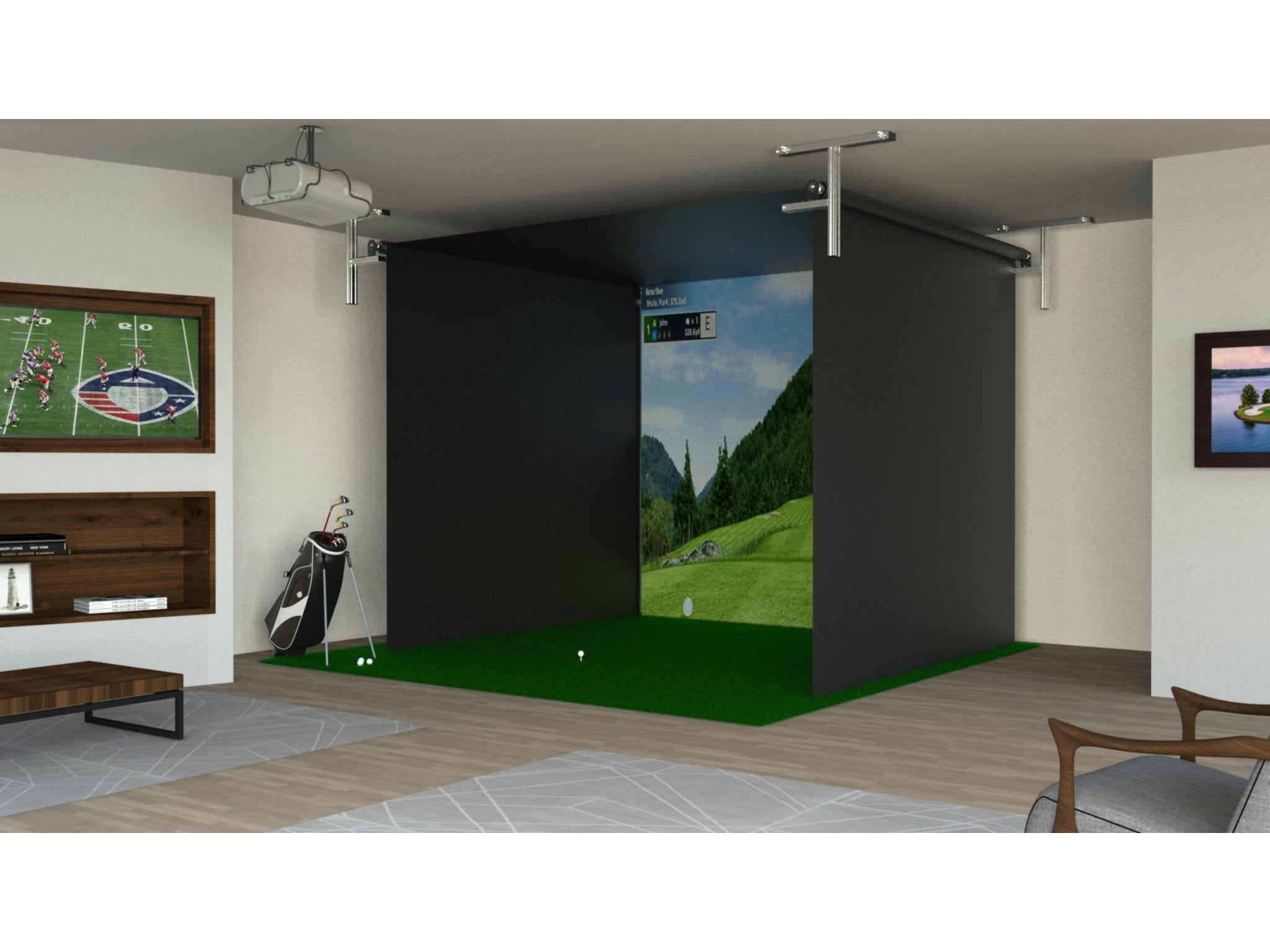 Vanish Retractable Golf Simulator Enclosure by SportScreen for Home and Indoor Golf Simulators